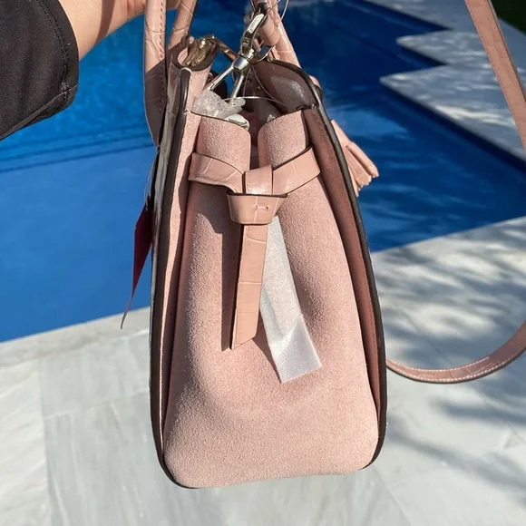 Kate Spade Knott Pink French Rose leather and suede Croc-Embossed